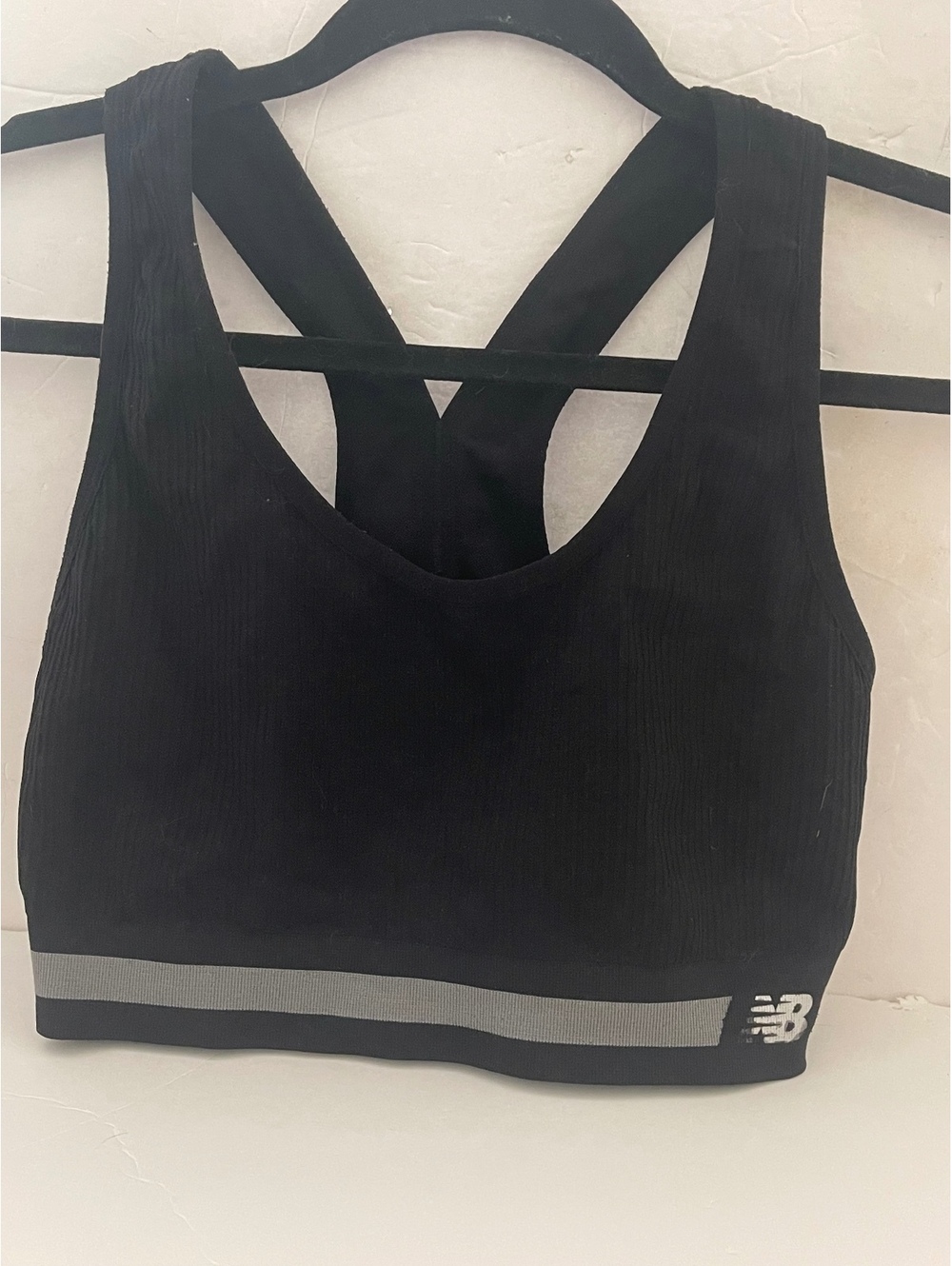 New Balance Women's Large Black Seamless Sports Bra Racerback Reflective